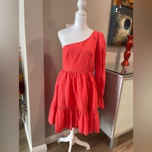 NWOT Forever 21 One shoulder silhouette red dress size M